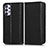 Leather Case Stands Flip Cover Holder C03X for Samsung Galaxy M32 5G Black