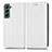 Leather Case Stands Flip Cover Holder C03X for Samsung Galaxy S22 5G White