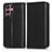 Leather Case Stands Flip Cover Holder C03X for Samsung Galaxy S23 Ultra 5G Black