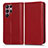 Leather Case Stands Flip Cover Holder C03X for Samsung Galaxy S23 Ultra 5G Red