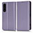 Leather Case Stands Flip Cover Holder C03X for Sony Xperia 1 IV Purple