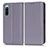 Leather Case Stands Flip Cover Holder C03X for Sony Xperia 10 IV SOG07 Purple