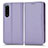 Leather Case Stands Flip Cover Holder C03X for Sony Xperia 5 III Purple