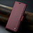Leather Case Stands Flip Cover Holder C04S for Oppo Reno10 Pro 5G Red Wine