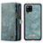 Leather Case Stands Flip Cover Holder C04S for Samsung Galaxy M12 Blue