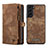 Leather Case Stands Flip Cover Holder C04S for Samsung Galaxy S21 FE 5G Brown