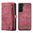 Leather Case Stands Flip Cover Holder C04S for Samsung Galaxy S21 FE 5G Red
