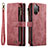 Leather Case Stands Flip Cover Holder C05S for Samsung Galaxy A13 4G Red