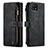 Leather Case Stands Flip Cover Holder C05S for Samsung Galaxy A22 5G Black