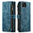 Leather Case Stands Flip Cover Holder C05S for Samsung Galaxy A22 5G Blue