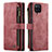 Leather Case Stands Flip Cover Holder C05S for Samsung Galaxy M12 Red