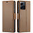 Leather Case Stands Flip Cover Holder C05S for Xiaomi Redmi Note 12 4G Brown