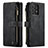 Leather Case Stands Flip Cover Holder C06S for Samsung Galaxy A72 4G Black