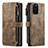 Leather Case Stands Flip Cover Holder C07S for Samsung Galaxy S20 Plus 5G Brown