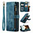 Leather Case Stands Flip Cover Holder C07S for Samsung Galaxy S21 Ultra 5G Blue