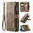 Leather Case Stands Flip Cover Holder C07S for Samsung Galaxy S21 Ultra 5G Brown