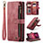 Leather Case Stands Flip Cover Holder C07S for Samsung Galaxy S21 Ultra 5G Red