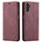 Leather Case Stands Flip Cover Holder C10S for Samsung Galaxy A04s Red Wine