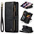 Leather Case Stands Flip Cover Holder CS1 for Samsung Galaxy Z Fold4 5G Black