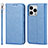 Leather Case Stands Flip Cover Holder D01T for Apple iPhone 13 Pro Max Blue