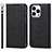 Leather Case Stands Flip Cover Holder D01T for Apple iPhone 15 Pro Black