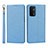 Leather Case Stands Flip Cover Holder D01T for Oppo A54 5G Blue