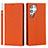 Leather Case Stands Flip Cover Holder D01T for Samsung Galaxy S21 Ultra 5G Orange