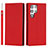 Leather Case Stands Flip Cover Holder D01T for Samsung Galaxy S21 Ultra 5G Red