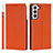 Leather Case Stands Flip Cover Holder D01T for Samsung Galaxy S22 5G Orange