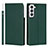 Leather Case Stands Flip Cover Holder D01T for Samsung Galaxy S22 Plus 5G Green