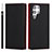 Leather Case Stands Flip Cover Holder D01T for Samsung Galaxy S23 Ultra 5G Black