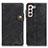 Leather Case Stands Flip Cover Holder D01Y for Samsung Galaxy S21 5G Black