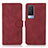 Leather Case Stands Flip Cover Holder D01Y for Vivo V21e 5G Red