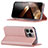 Leather Case Stands Flip Cover Holder D02T for Apple iPhone 14 Pro Max Pink