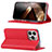 Leather Case Stands Flip Cover Holder D02T for Apple iPhone 14 Pro Red