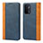 Leather Case Stands Flip Cover Holder D02T for Oppo A74 5G Blue