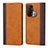 Leather Case Stands Flip Cover Holder D02T for Oppo Reno5 A Brown