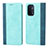 Leather Case Stands Flip Cover Holder D03T for Oppo A54 5G Cyan