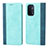 Leather Case Stands Flip Cover Holder D03T for Oppo A74 5G Cyan