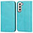 Leather Case Stands Flip Cover Holder D03T for Samsung Galaxy S21 5G Sky Blue