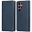 Leather Case Stands Flip Cover Holder D03T for Samsung Galaxy S21 Ultra 5G Blue