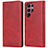 Leather Case Stands Flip Cover Holder D03T for Samsung Galaxy S21 Ultra 5G Red