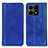 Leather Case Stands Flip Cover Holder D03Y for Huawei Honor X8a 4G Blue