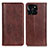 Leather Case Stands Flip Cover Holder D03Y for Huawei Honor X8b Brown