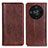 Leather Case Stands Flip Cover Holder D03Y for Huawei Honor X9b 5G Brown