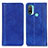 Leather Case Stands Flip Cover Holder D03Y for Motorola Moto E40 Blue