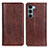 Leather Case Stands Flip Cover Holder D03Y for Motorola Moto G200 5G Brown