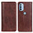 Leather Case Stands Flip Cover Holder D03Y for Motorola Moto G31 Brown