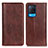 Leather Case Stands Flip Cover Holder D03Y for Oppo A54 4G Brown