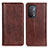 Leather Case Stands Flip Cover Holder D03Y for Oppo A54 5G Brown